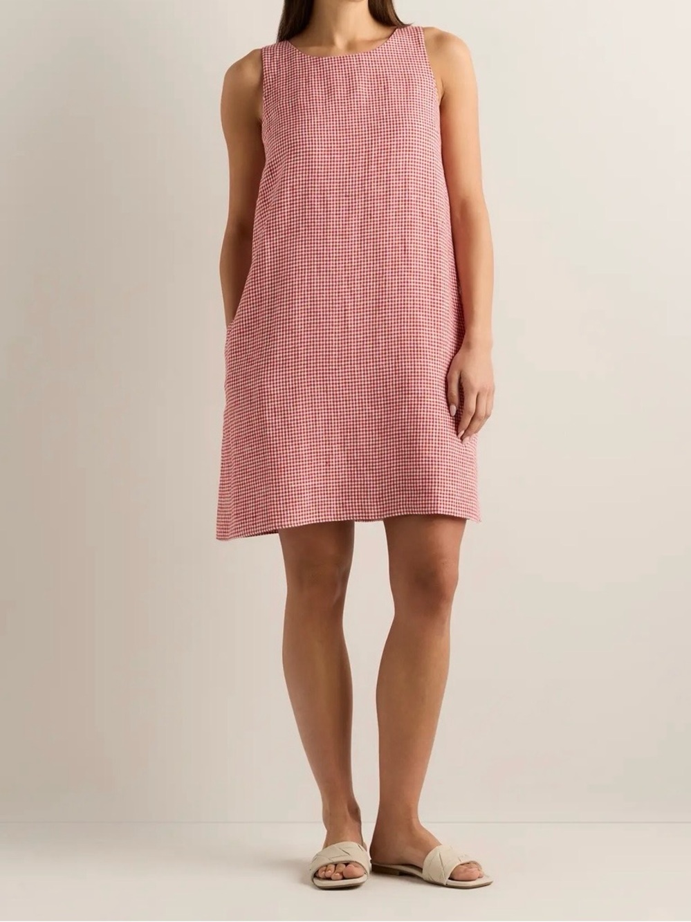 Pink and White Gingham Sleeveless Shift Dress - NWOT